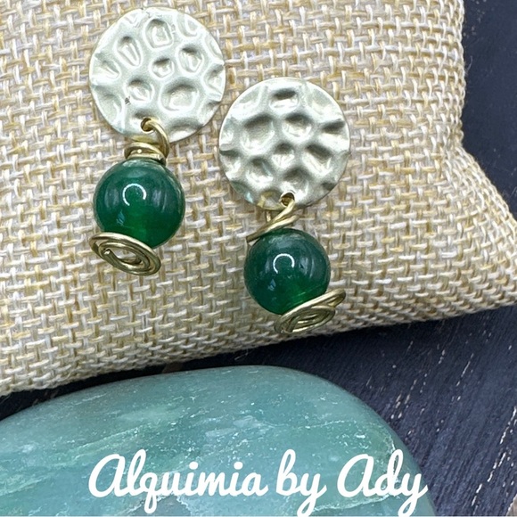 Alquimia Green and Gold Earrings - Picture 1 of 1